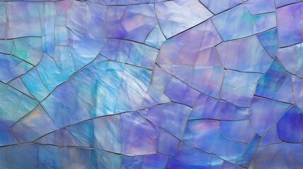 purple, blue and green mosaic wall, broken glass