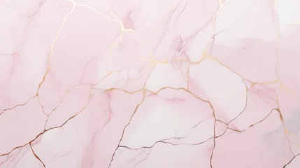 Zelfklevend Fotobehang light pink and gold marble surface background © AnMyArt