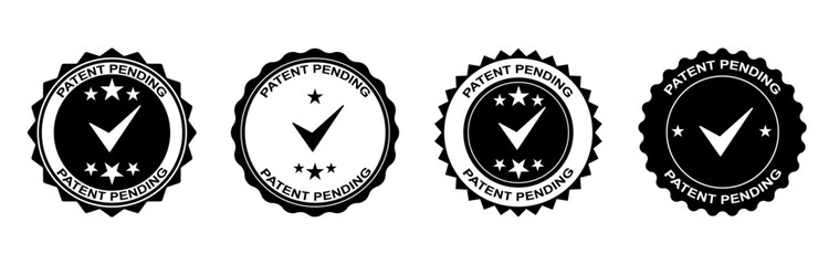Patent pending icon set. Black and White rounded vector stamp of patent pending. logo, vector, badge, stamp, Seal emblem of patent pending isolated on white background