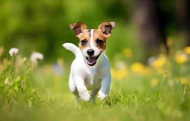 Jack Russell Terrier dog run outdoor summer sunny day