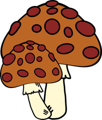 The Mushroom drawing free hand image for food concept.
