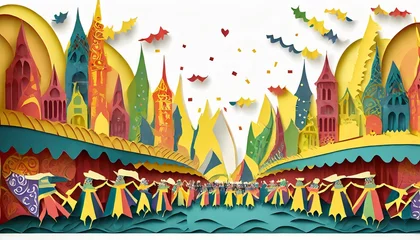 Papier Peint photo Lavable Carnaval Carnival season illustration in a town