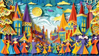 Carnival season illustration in a town