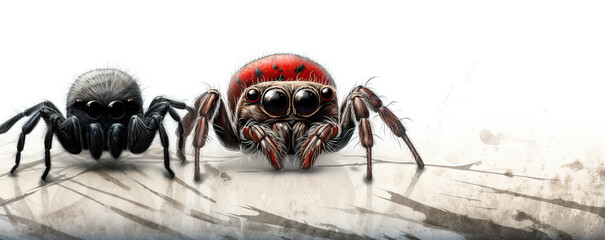 Fototapeta premium Drawing of a spider on a white background.