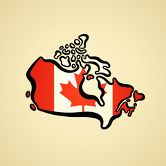 Canada - Map colored with flag