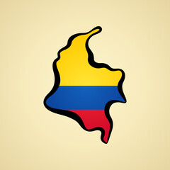 Colombia - Map colored with flag