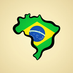 Brazil - Map colored with flag