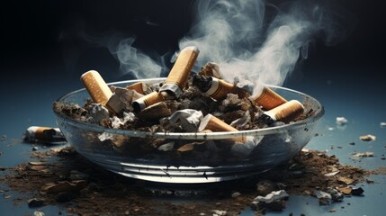 Crushed cigarette in ashtray