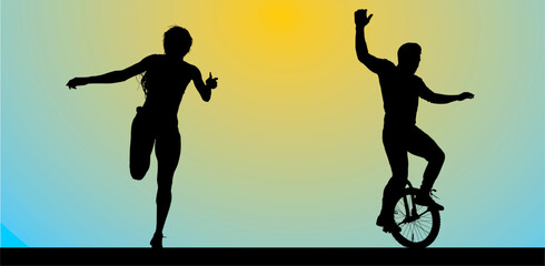 correr, una llanta. malabarista