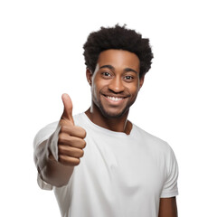 an African American man giving a thumbs up, isolated on a transparent background,  PNG banner , Post-processed generative AI