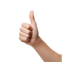 Close-up of a thumbs-up gesture  isolated on a transparent background, PNG banner , Post-processed generative AI