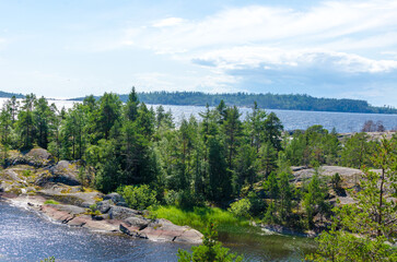 Fototapeta na wymiar Ladoga skerries Islands of Lake Ladoga summer 