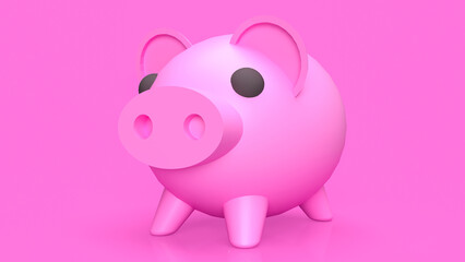 The pink piggy bank for earn or saving concept 3d rendering..