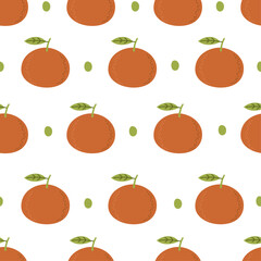 seamless pattern with tangerines or mandarine fruits