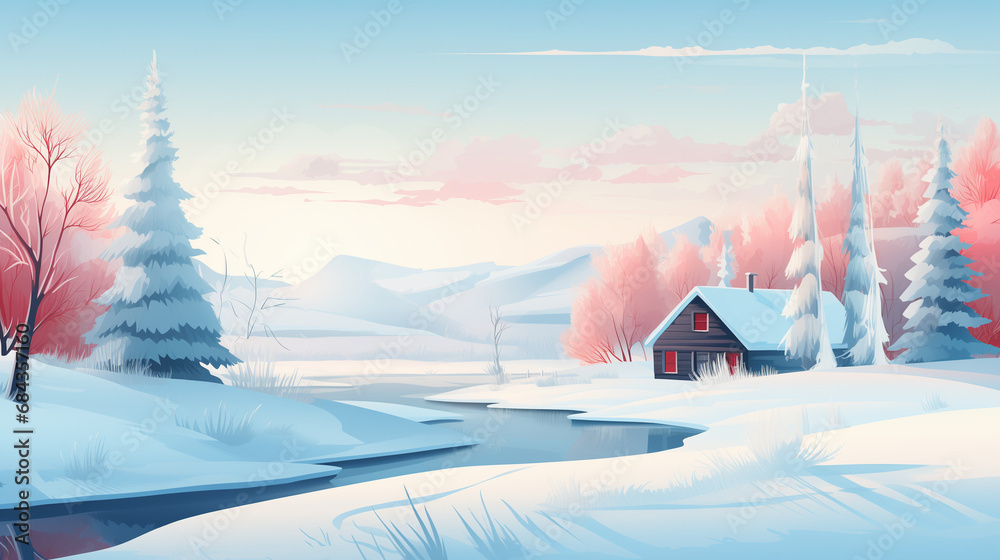 Wall mural winter mountain landscape