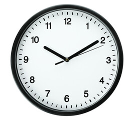 Wall clock on white background. Circle clock white back drop.