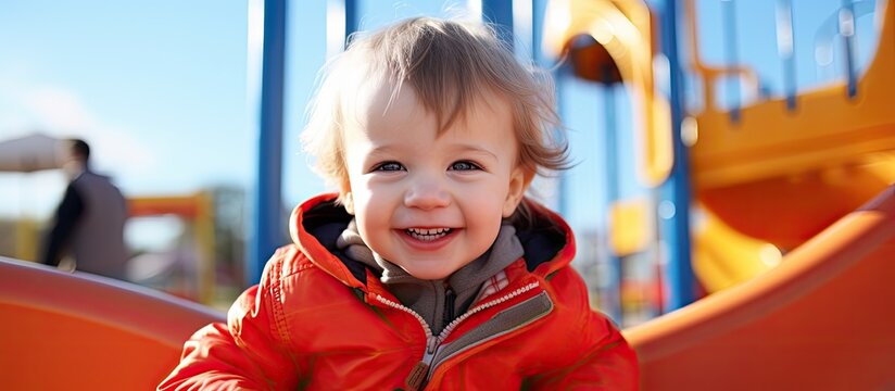 Active child enjoying outdoor playground activities.