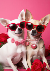 Dog Couple celebrating valentines day