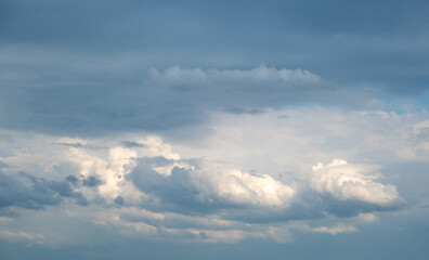 sky, dark blue sky, blue sky with white clouds, white clouds, sky scenery, cloud scenery, sunny clouds, sunlit clouds
