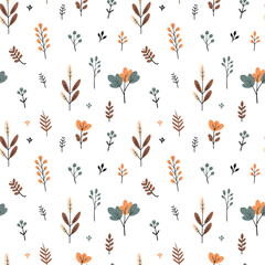 Seamless pattern with hand drawn autumn leaves. Vector illustration.