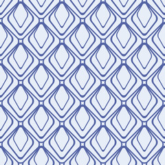 Fototapeta premium Geometric seamless vector line pattern with rhombuses, squares and arrows in the form of scales. Grid graphic endless modern ornament.