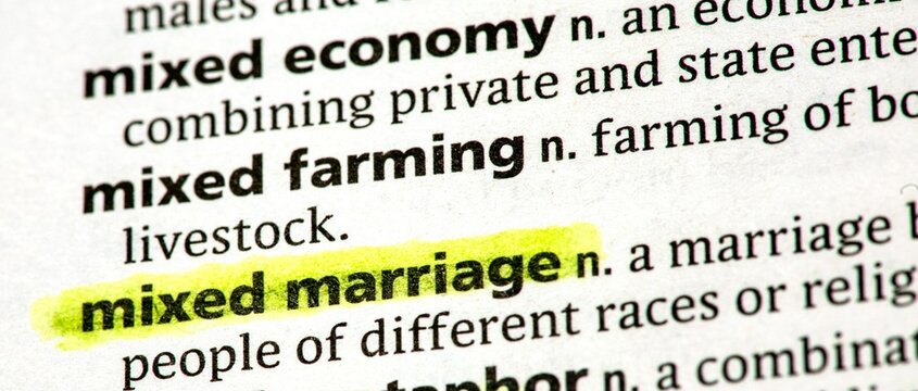 close up photo of the words mixed marriage