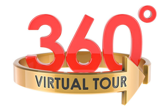 Virtual Tour 360 degrees, concept. 3D rendering isolated on transparent background