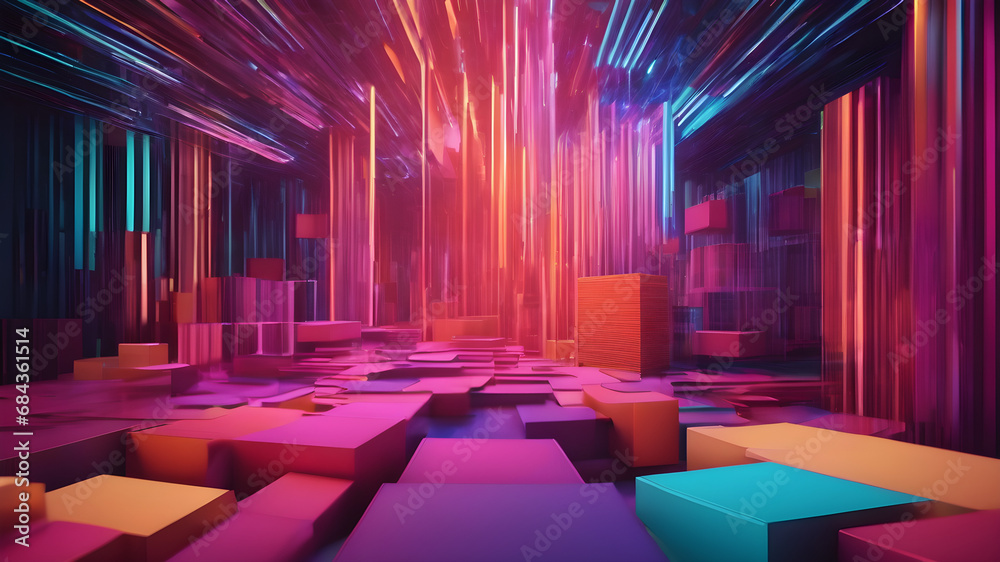 Wall mural 3d abstract background use geometric shapes blur color