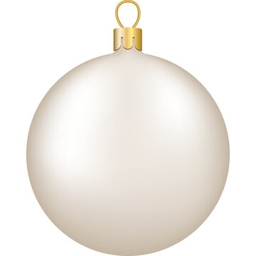 Christmas and New Year decor. Gold and white ball. 3d realistic png illustration.
