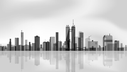 Fototapeta premium Megapolis skyscraper background. Abstract vector cityscape shapes. Architectural panorama horizon sky.