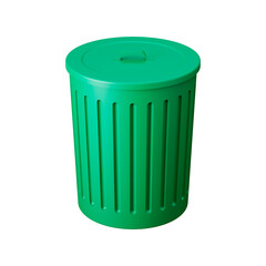 green closed bucket or container with lid isolated on white background. Sign or symbol. 3d render