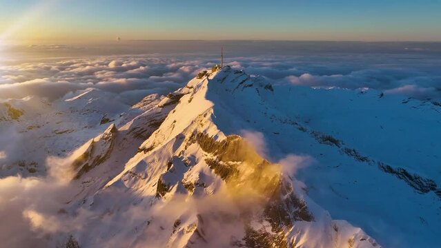 Aerial View of the Mountain Seantis in the Swiss Alps, Switzerland. Santis