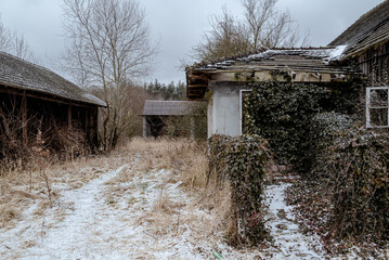 Abandoned depopulated town and houses in Poland in the village of Raduch&oacute;w. Planned construction of a water reservoir.