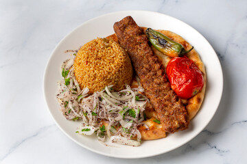 Traditional delicious Turkish foods; Adana kebab