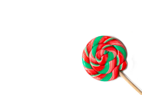 Colorful lollipop, colorful candies on a white background