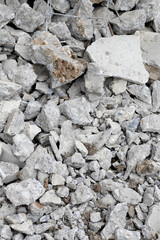 Piles of rubble after house demolition