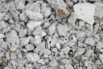 Piles of rubble after house demolition