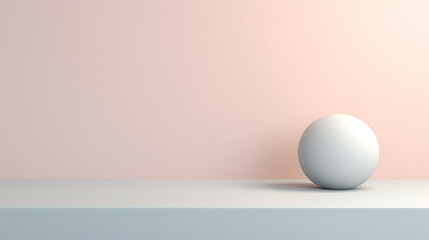 Simple Abstract Background Divided Into Several Parts In Pastel Tones of Gray and Pink and a Gray Sphere Placed Between a Floor and a Wall Created with Generative AI Technology