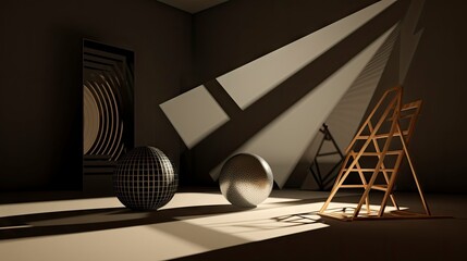 Naklejka premium Interplay of Light and Shadow in a Modern Minimalist Room.
