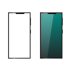 Set of smartphones.Model smartphone.Mobile phone with shadow on transparent background.Vector illustration