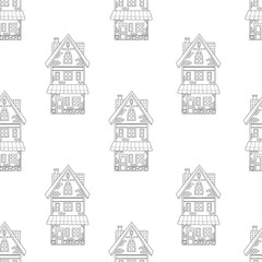 Seamless pattern with  stone house