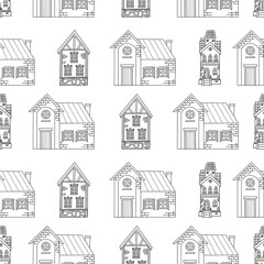 Seamless pattern with  town houses