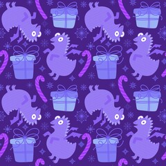 Cartoon animals seamless dragon pattern for wrapping paper and fabrics and linens and kids clothes print