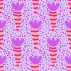 Cartoon watercolor harvest seamless carrot pattern for wrapping paper and fabrics and linens and kids clothes print