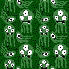 Cartoon space monsters seamless octopus pattern for wrapping paper and fabrics and linens and kids clothes print