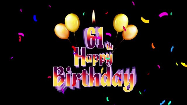 Happy Birthday 61th Celebration Colorfull Fireworks Logo Design Videos