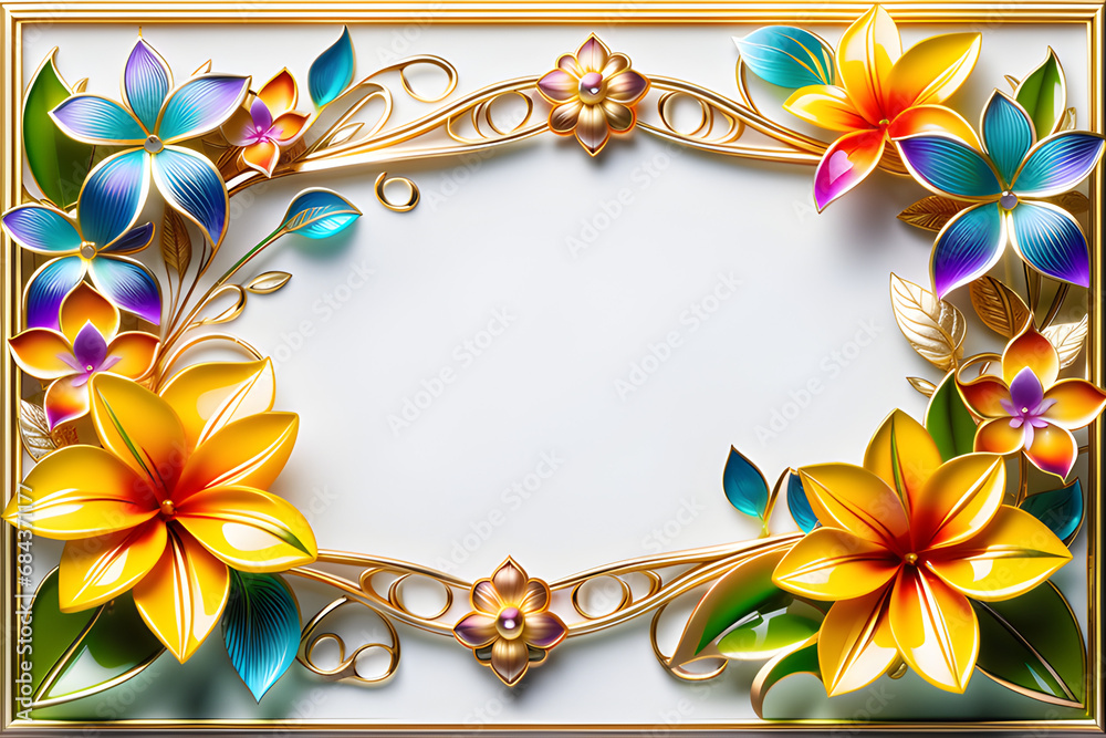 Wall mural decorative flower frame in a transparent background a subtle expression of beauty generative ai