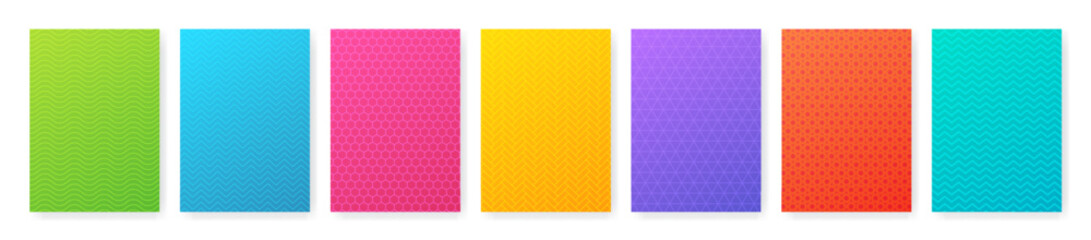 Abstract background cover set with pattern. Vector blank textured banner templates. Colorful paper frames. Empty poster collection EPS10