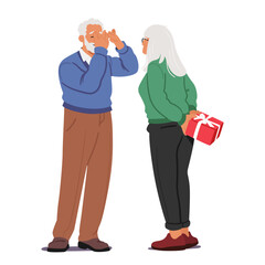 Senior Couple Characters Exchanged Thoughtful Gifts In Heartwarming Scene, Their Eyes Twinkling With Love And Joy