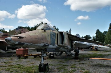 Aviation museum in Latvia. Old Soviet Union military plane.